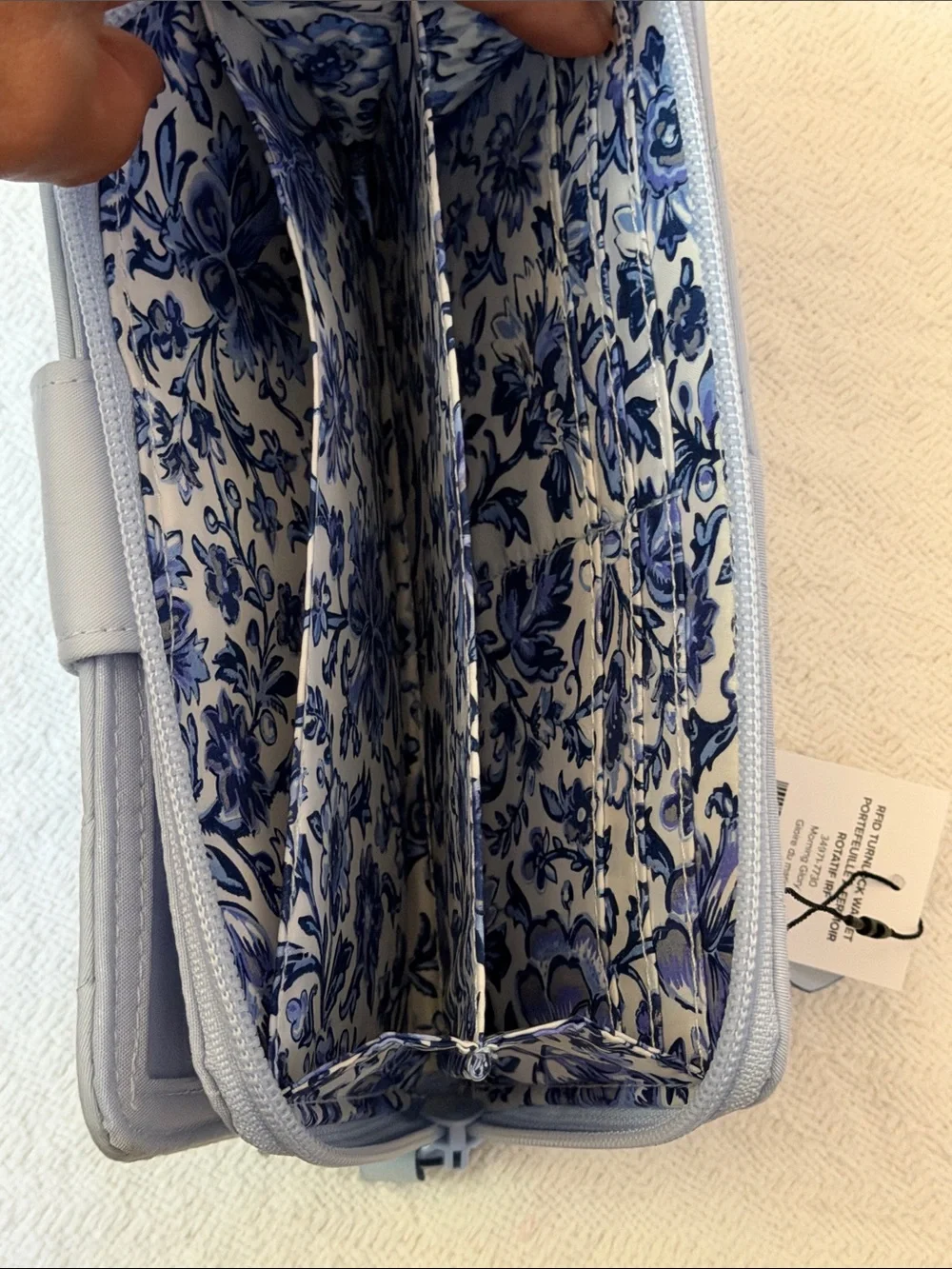 Vera Bradley Powder Blue Quilted Zip-Around Wallet with Turn-Lock - Picture 8 of 10
